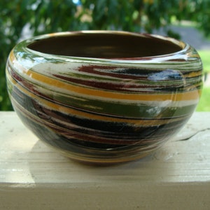 Vintage Mission Style Swirl Pottery Miniature Jardiniere Planter Bowl ...