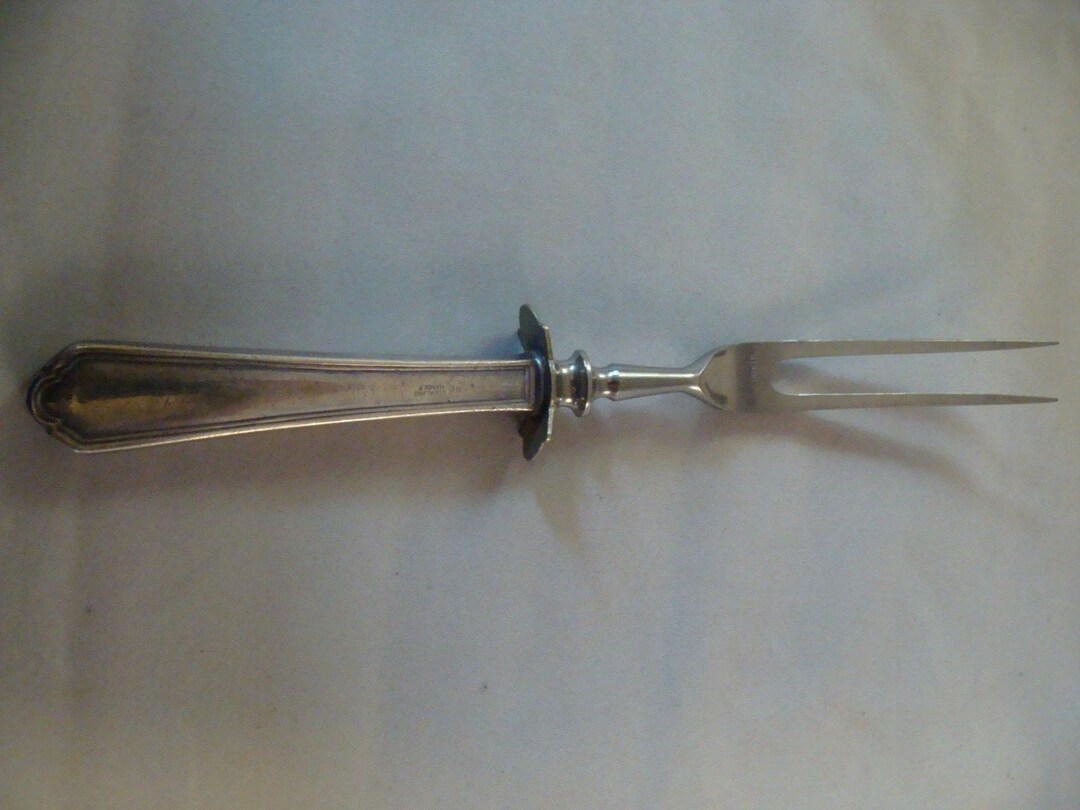 Antique Serving Meat Carving Fork With H & E Sterling Handle Etsy