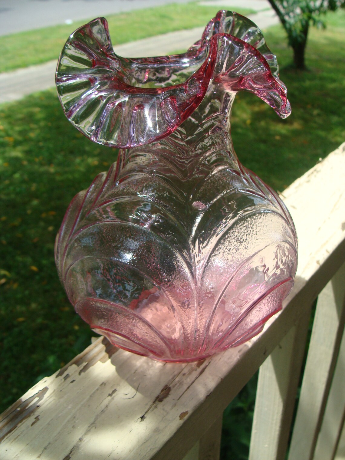 Fenton Cranberry Art Glass Vase With Drape Pattern Unsigned - Etsy