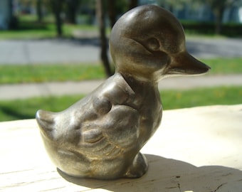 Antique Cast Iron Duck Paperweight Figure Mini Duckling Paperweight Figurine 2"