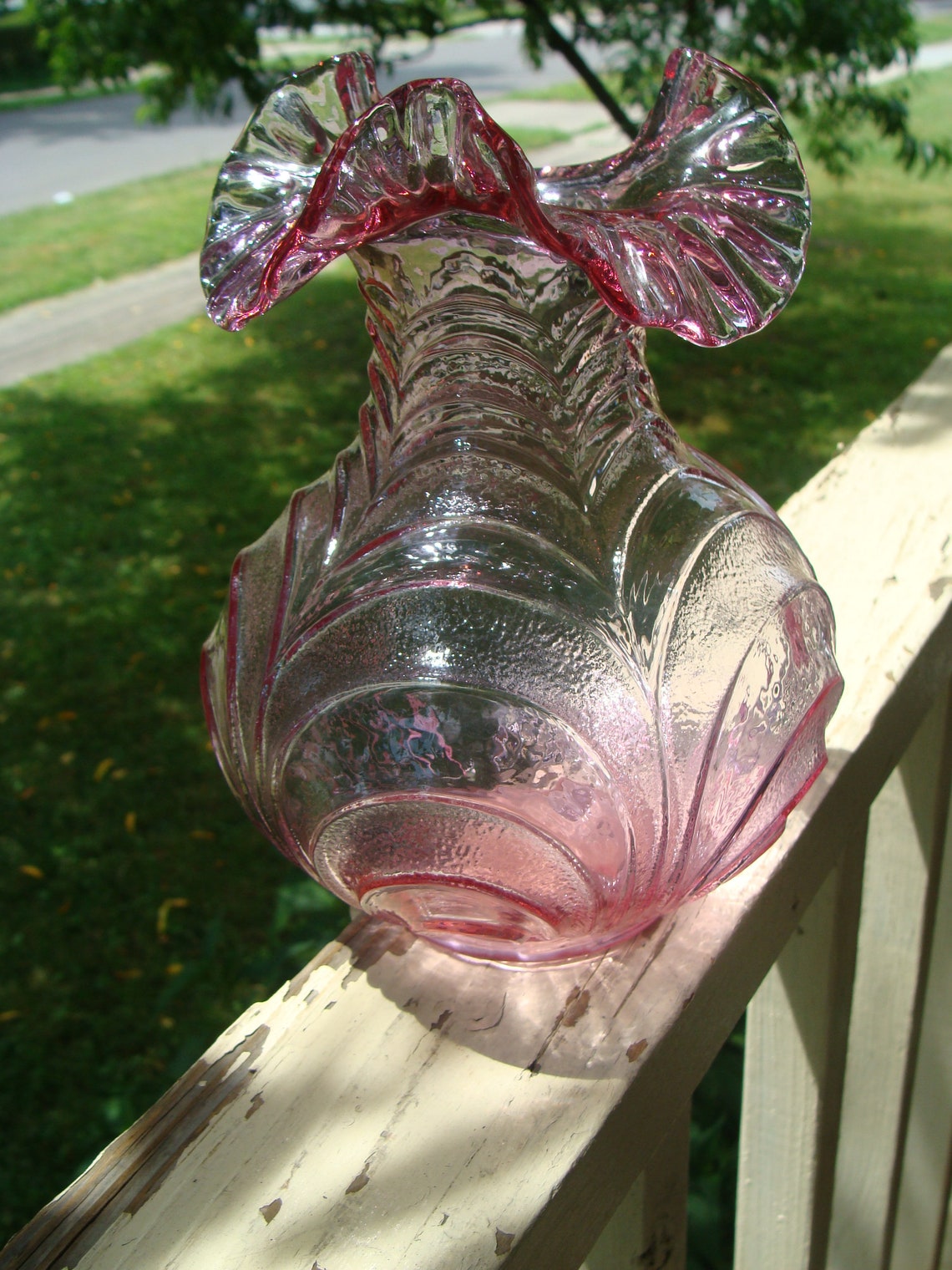 Fenton Cranberry Art Glass Vase With Drape Pattern Unsigned - Etsy