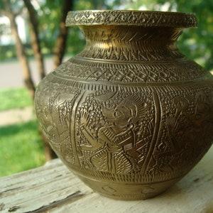 Indian Brass Lota with Chiseled and Incised Decoration