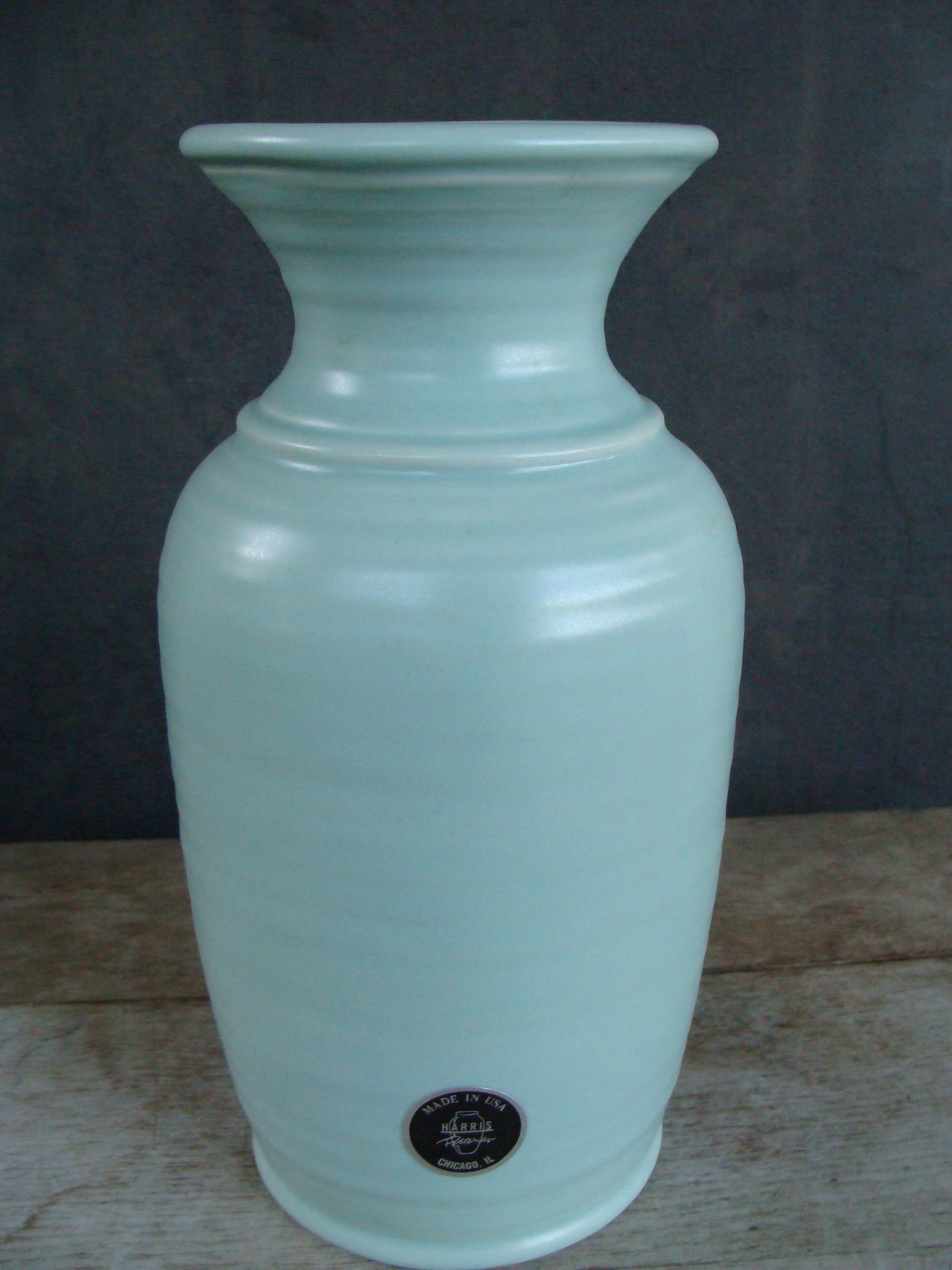 Vintage Harris Pottery Vase Chicago IL USA Soft Jade Green Etsy