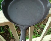 Vintage Unmarked Wagner Cast Iron No8 Skillet Number Eight 10-1 2 quot inch Wagner Number 8 Skillet Cast Iron Skillet 8 Skillet B With B Handle