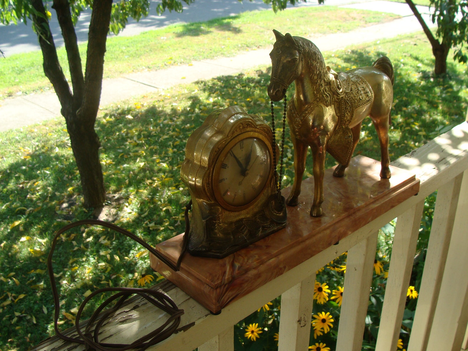 Vintage Gold Tone Metal Cowboy Clock and Horse Clock Topper Etsy