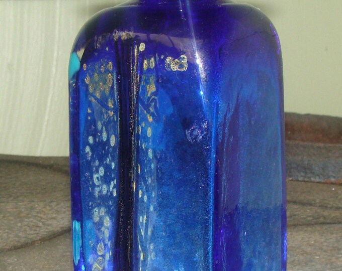 Signed Studio Art Glass Bottle Vase Cobalt Blue Glass Atelier Etsy