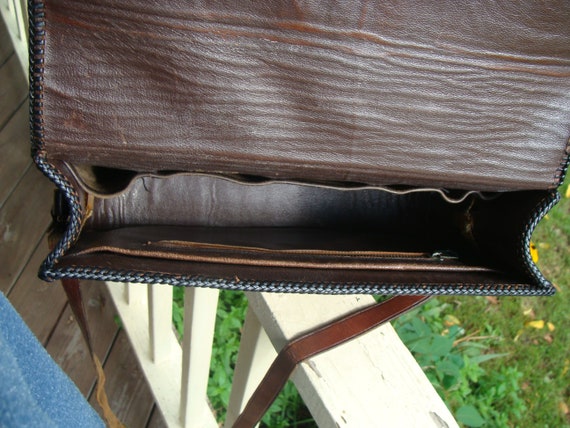 Vintage Leather Shoulder Bag With Tooled Southwes… - image 10
