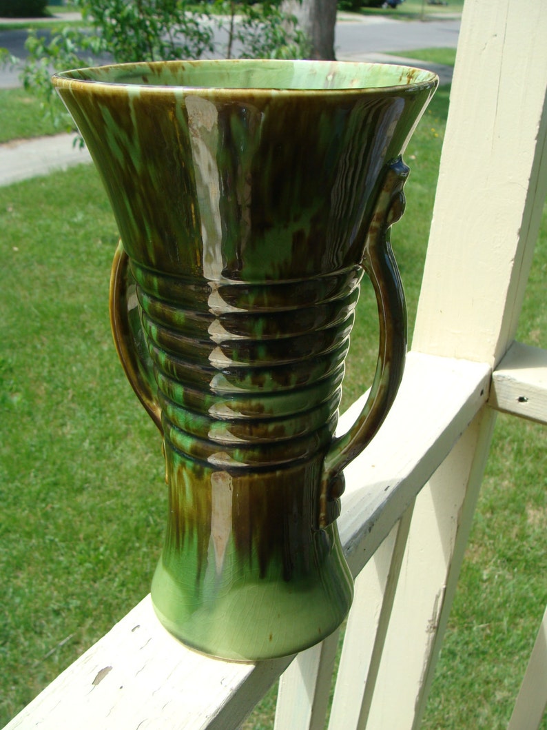 Antique Brush McCoy Art Pottery Blended Majolica Glaze Large | Etsy