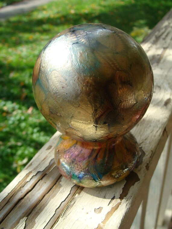 Gold Millefiori Paperweight All Glass Doorknob Paperweight Etsy