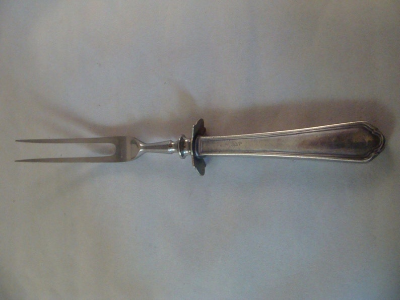 Antique Serving Meat Carving Fork With H & E Sterling Handle Etsy