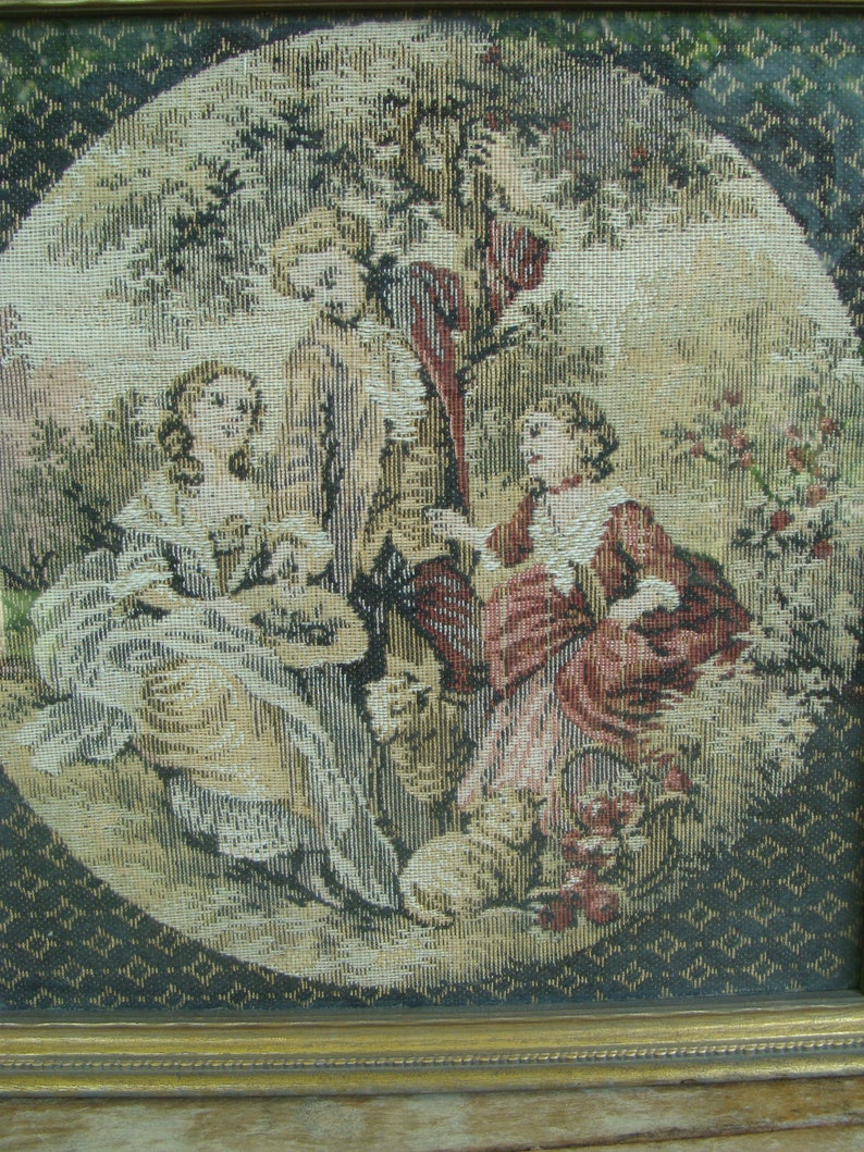 Antique Framed Embroidery Tapestry Sampler in Gold Painted Etsy