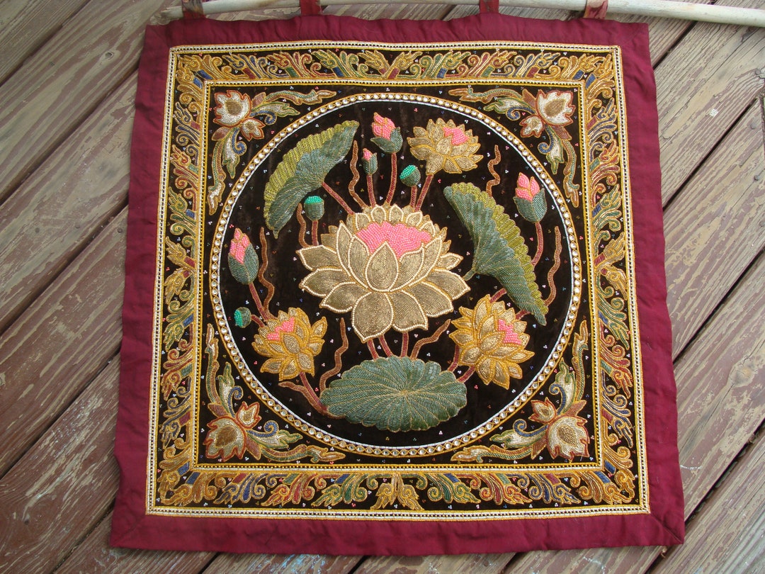 Beaded Lotus Flower Wall Art Wall Hanging Hand Made Bead Etsy