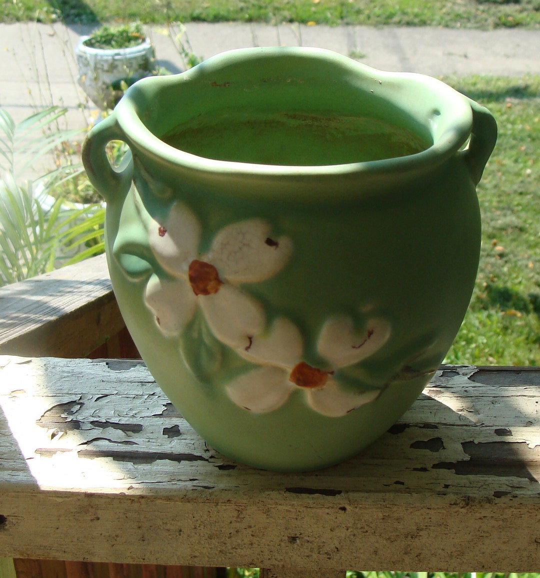 Antique Weller Art Pottery Jardiniere Planter Vase Matte Green Glaze