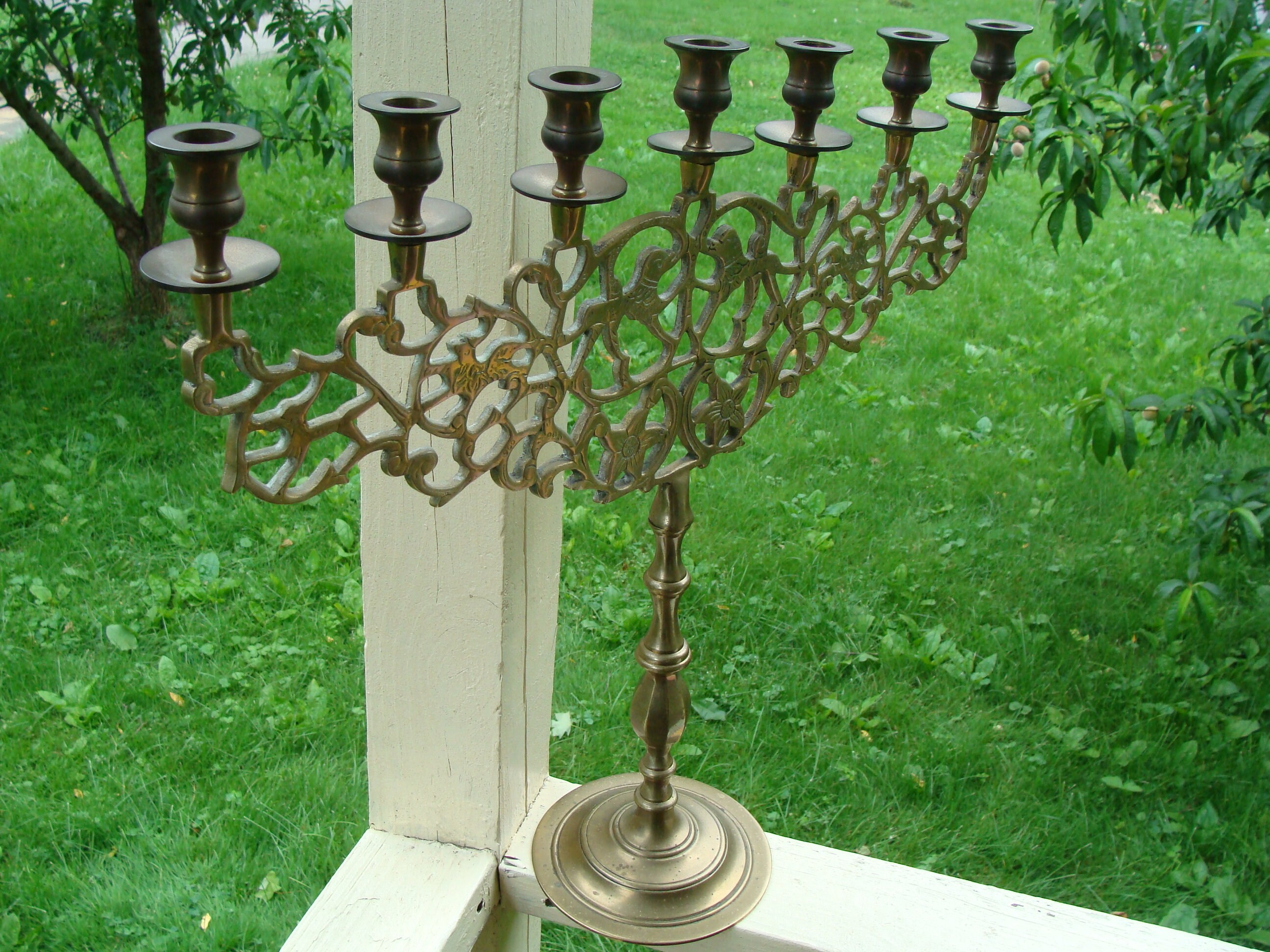 Very Large Jewish Candelabra Judaica Brass Menorah Russian Etsy