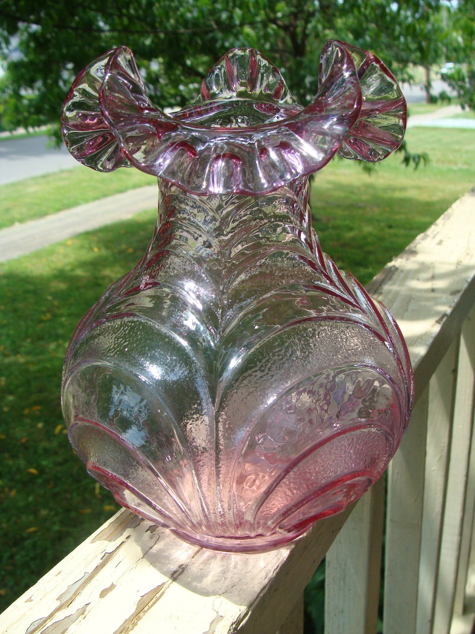 Fenton Cranberry Art Glass Vase With Drape Pattern Unsigned - Etsy