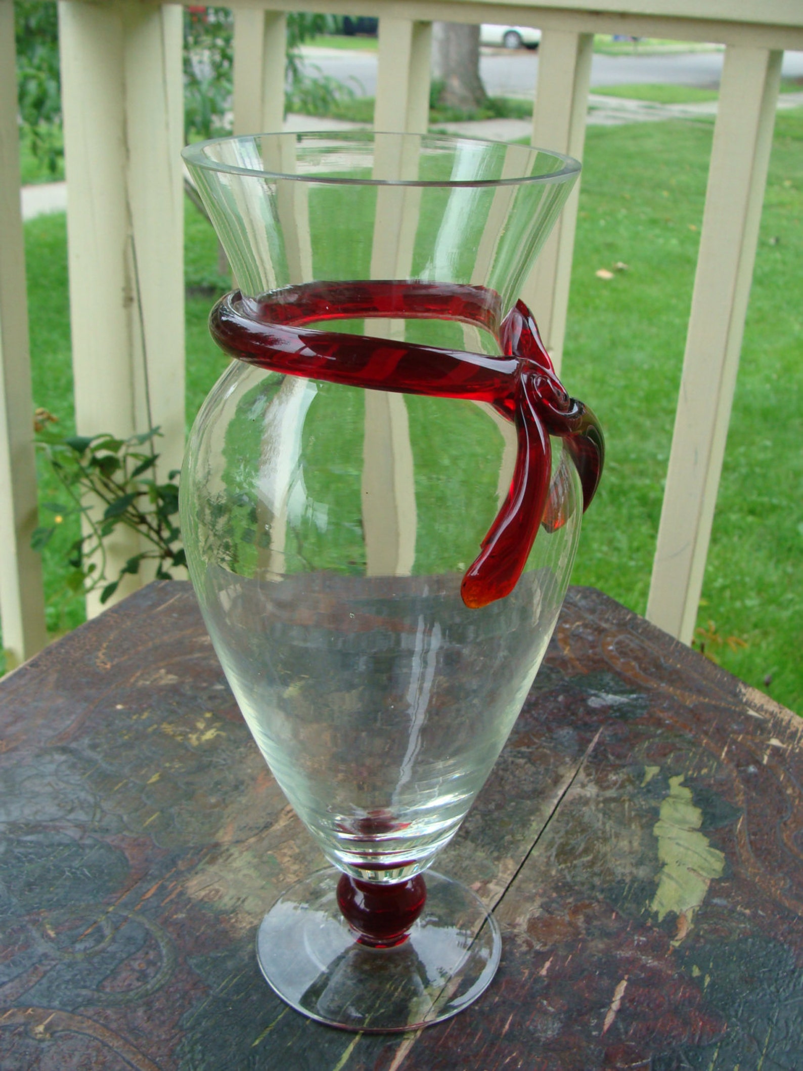 Beautiful Unique Art Glass Bow Ribbon Vase Hand Blown With Etsy