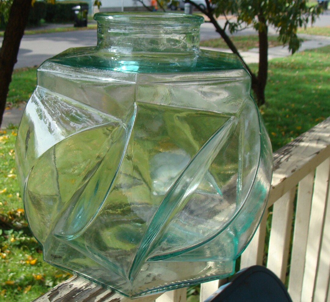 Large Geometric Glass Jar Sole Di Toscana Italy Ruba Rombic Type Shaped
