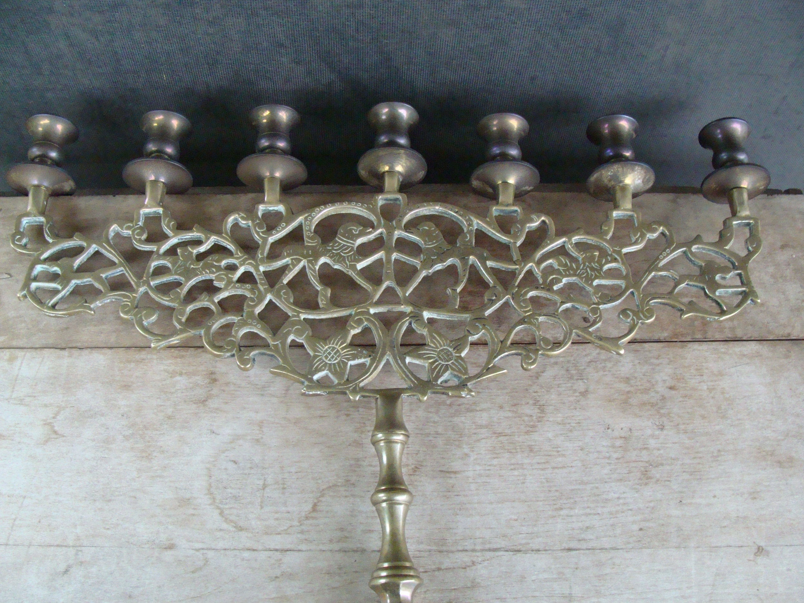 Very Large Jewish Candelabra Judaica Brass Menorah Russian Etsy