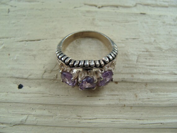 Vintage Sterling Silver Seta Ring Amethyst Cluste… - image 4