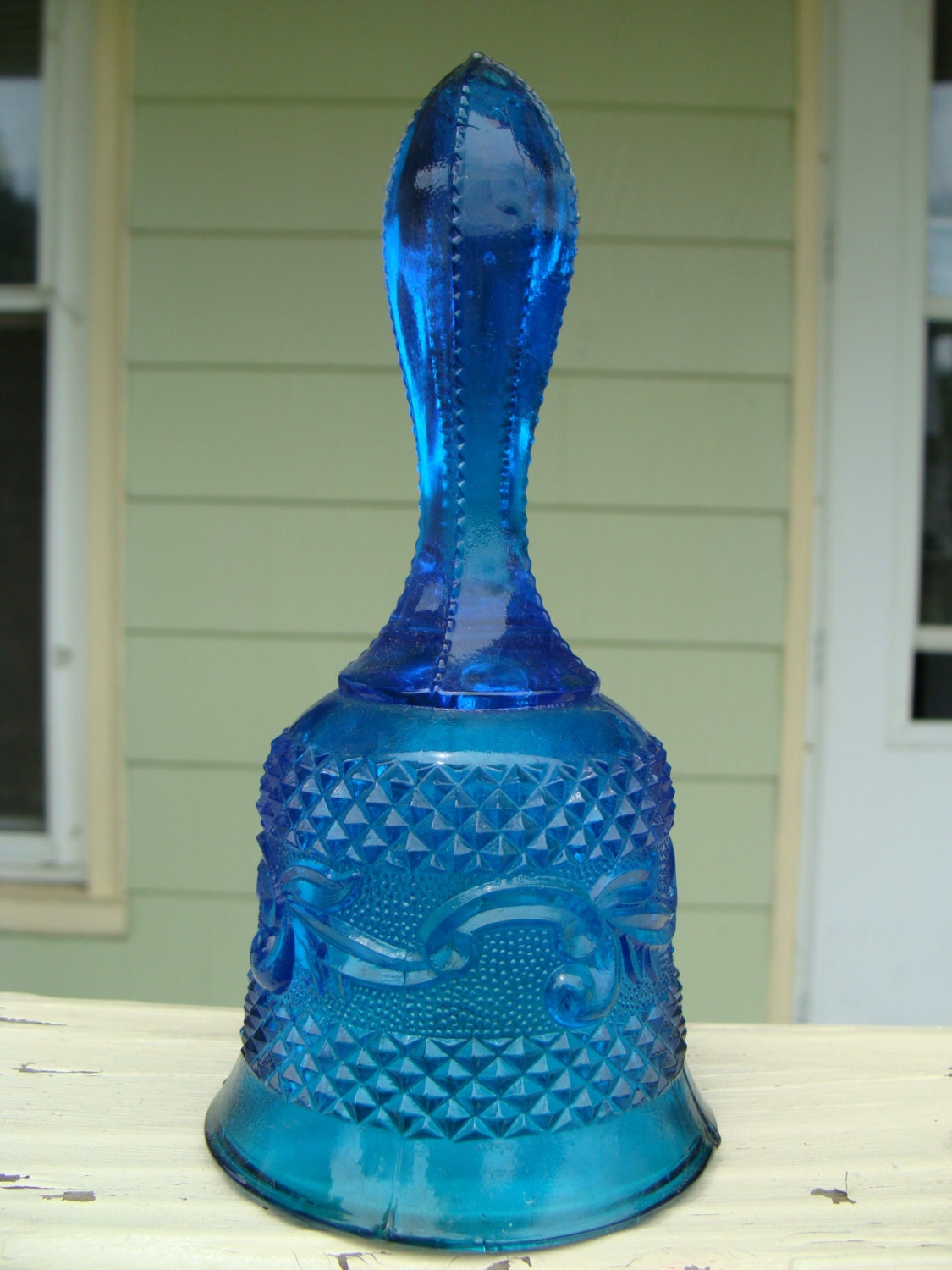 Download Vintage Antique Pattern Glass Fenton Bell Aqua Blue Color | Etsy