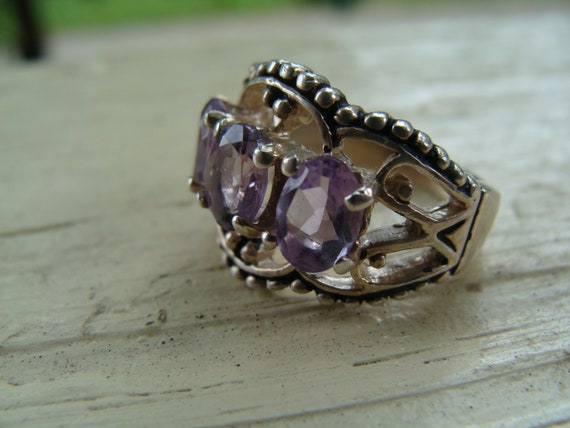 Vintage Sterling Silver Seta Ring Amethyst Cluste… - image 2