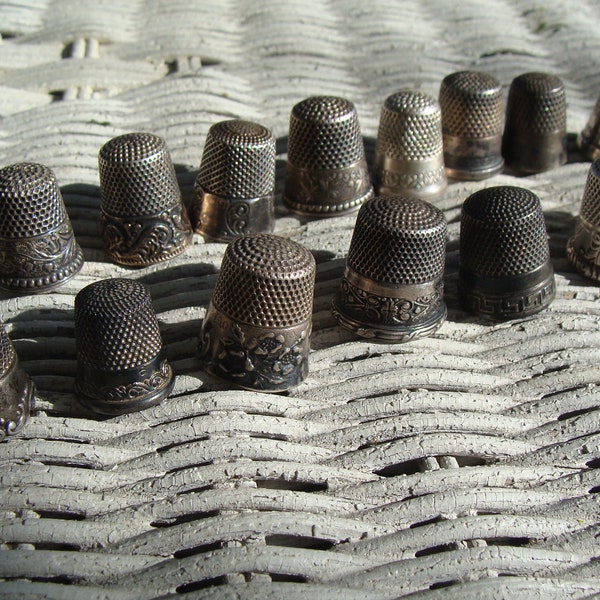 Antique Group Of Sterling Silver Ketcham And Mcdougall Thimble Lot Of 15 Thimbles Various Sizes