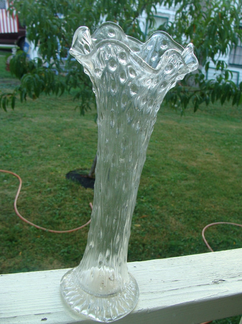 Beautiful Antique Clear Swung Stretch Glass Funeral Vase With Etsy