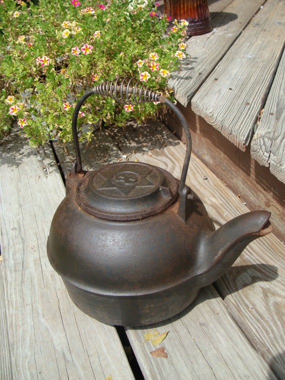 Antique Cast Iron Water Kettle Star of David or Chattanooga Etsy
