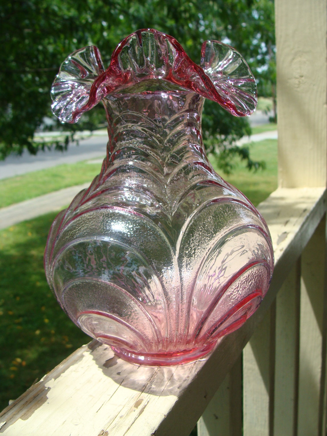 Fenton Cranberry Art Glass Vase With Drape Pattern Unsigned - Etsy