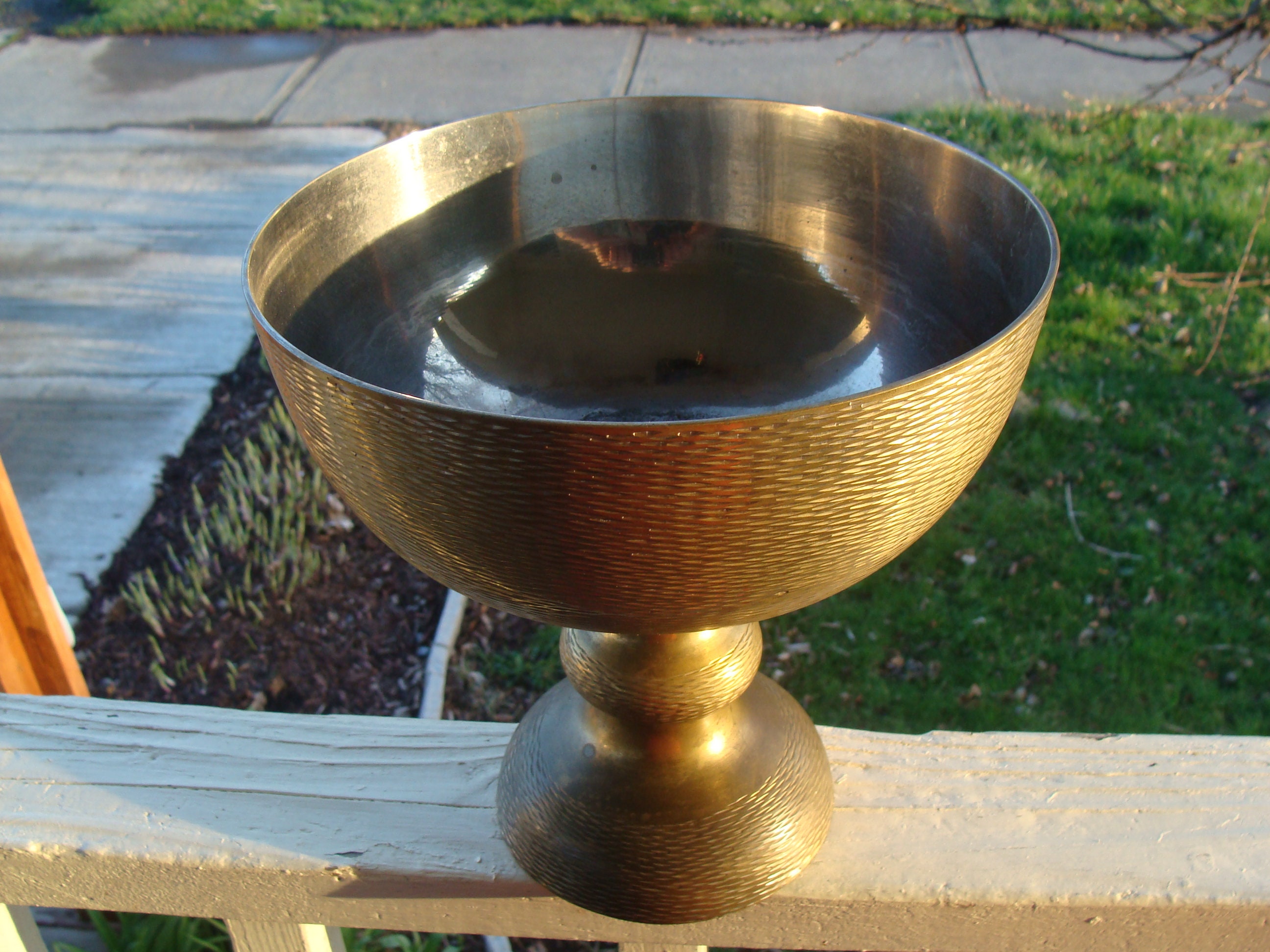 Large Brass Chalice Oversized Compote Bowl Sarna Brass With Etsy