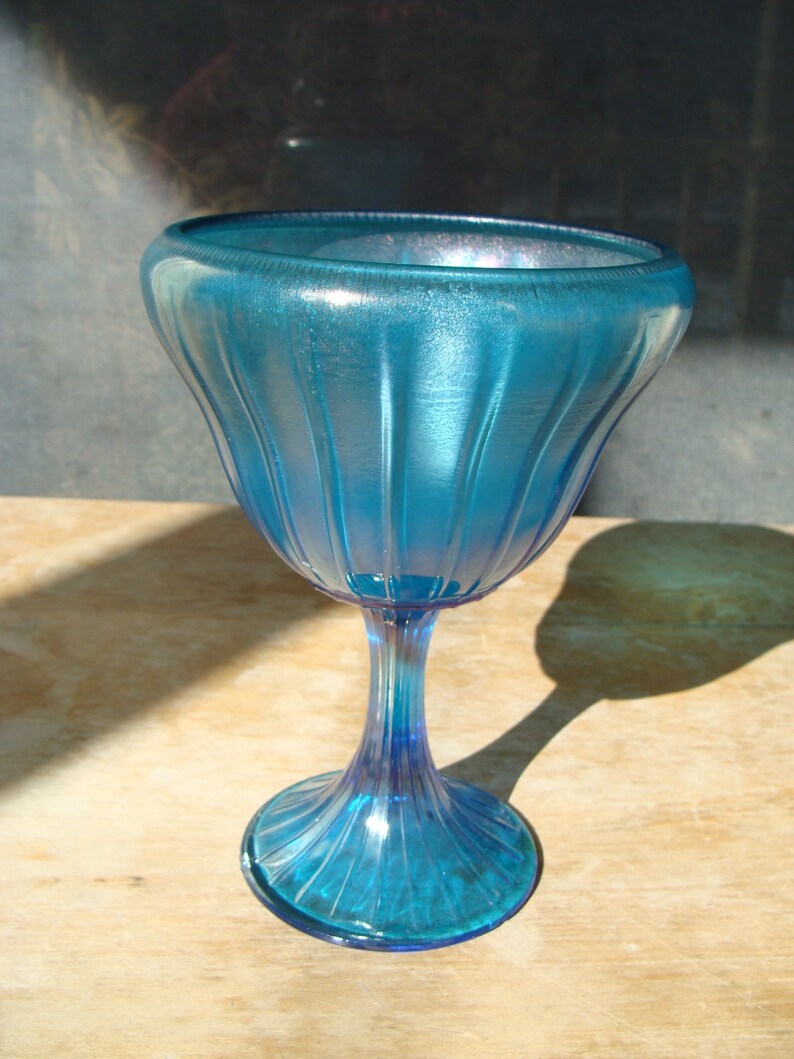 Antique Northwood Elegant Glass Compote in Stretch Iridescent Etsy