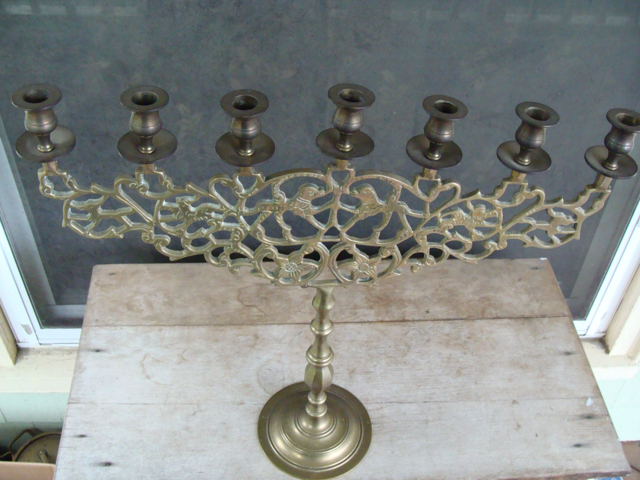 Very Large Jewish Candelabra Judaica Brass Menorah Russian Etsy