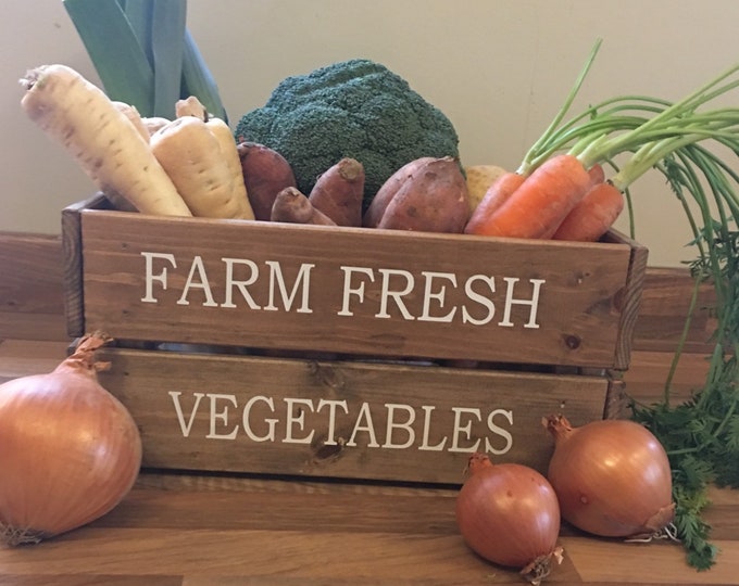 Farmhouse Wooden Vegetable Storage Crate Etsy
