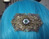 Steampunk Vintage Style Bronze Coloured Eye Ball Hair Barrette Clip Slide Grip