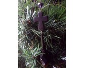 Gothic Black Synthetic Turquoise Cross Large Christmas Tree Decoration Ornament