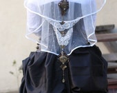 Steampunk Vintage Style Butterfly Madness Bridal Ivory 2 Tier Wedding Veil
