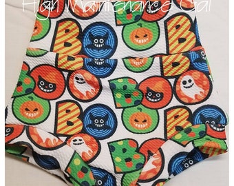 Halloween Baby Bummies, Pumpkin High Waisted Shorts, Unisex Outfit