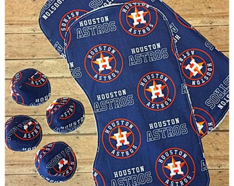 Houston astros burp cloth set, Contoured burp cloth, Pee pee teepees, Nursery design idea, Expecting dad gift, Set of burp clothes