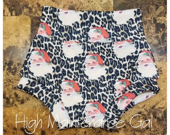 Cheetah Santa Bummies, Leopard Print Baby Girl Shorts, Christmas Outfit
