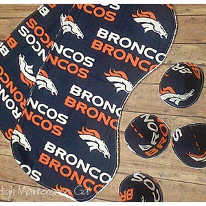 Denver Broncos contoured burp cloth, pee-pee tee-pees, Babyshower gift idea, Expecting dad gift, Sprinkle tents, Set of burp clothes