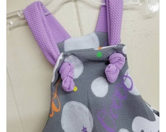 Halloween romper, Knotted overalls, Halloween overalls, adjustable overalls, knot strap, Ghost outfit, infant overall outfit