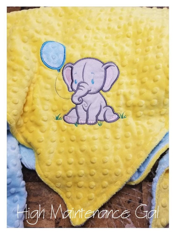 Elephant Blanket Baby Blanket Embroidery Baby Blanket Soft Etsy