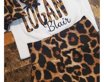 Personalized outfit, cheetah set, baby name set, Photo Cheetah print, baby outfit, daddys princess, bummies, diaper cover, bloomers