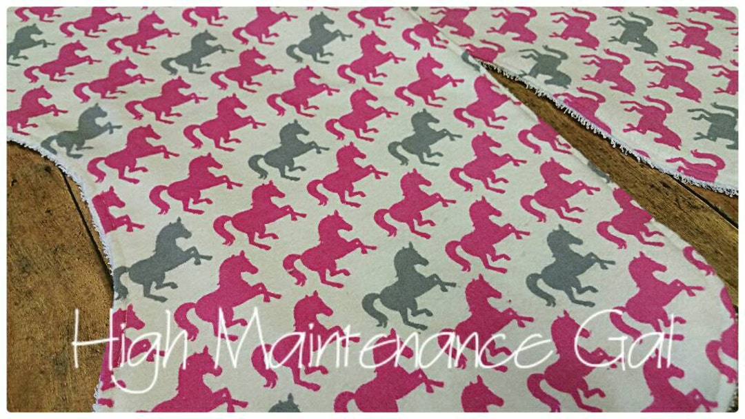 Horse Themed Contoured Burp Cloths Pink Horses Set of Burp Etsy