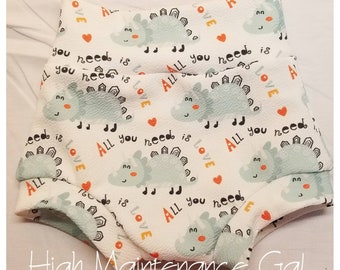 Dino Valentine Bummies, High Waisted Baby Shorts