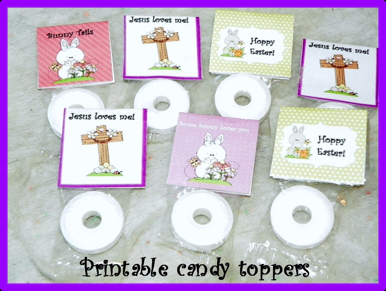 Printable Church Sunday School Religious Mini Lifesaver or Mint Easter Favor Toppers DIY image 1