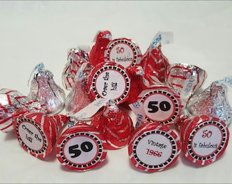 Printable Hershey Kiss labels 50th birthday DIY INSTANT DOWNLOAD-2016 (1966)