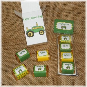 Father&#39;s Day Green Tractor Printable Hershey Nugget Wrappers, Bag toppers,Box Favor