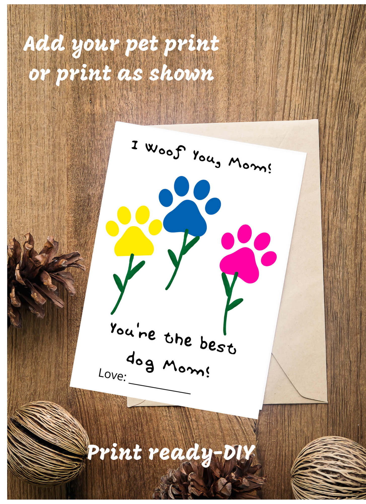 Mother's Day Gift Card Printable From Dog Print Card Instant Download 2 ...