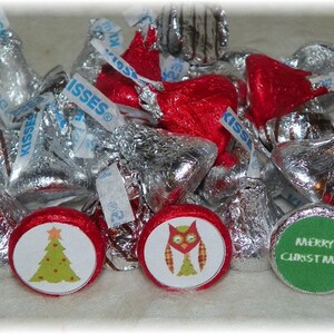 Printable Hershey Kiss Christmas Owls labels INSTANT DOWNLOAD